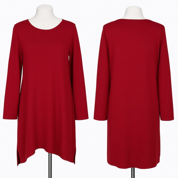 Eileen Fisher Red Merino Wool Tunic Sweater XS Red - Picture 1 of 7
